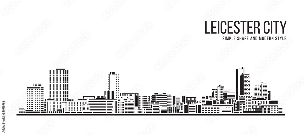 Cityscape Building Abstract Simple shape and modern style art Vector design - Leicester city