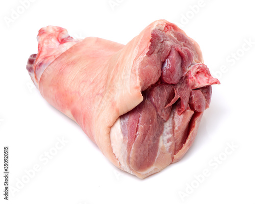 Photography raw pork (leg) isolated on white background