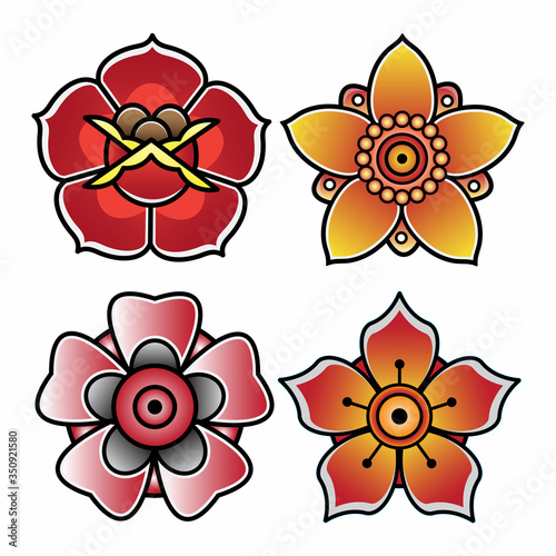 set flower flash tattoo