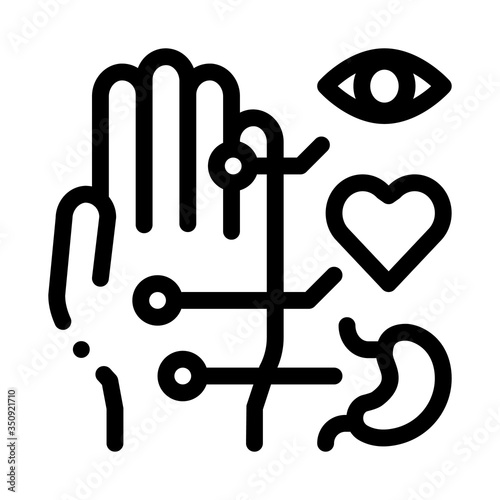 different points of impact of organs on arm icon vector. different points of impact of organs on arm sign. isolated contour symbol illustration