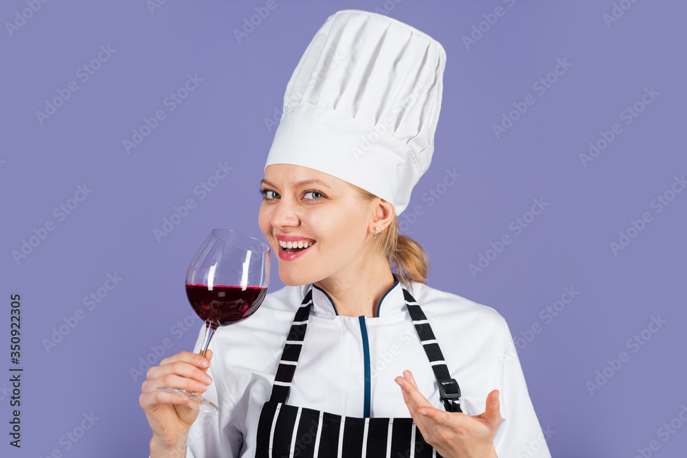 sweet and soft. sommelier with red cabernet or merlot. Restaurant beverage concept. cook degusting wine. woman hold wineglass in restaurant. perfect burgundy beverage. cook drink alcohol sweet and soft. sommelier with red cabernet or merlot. Restaurant beverage concept. cook degusting wine. woman hold wineglass in restaurant. perfect burgundy beverage. cook drink alcohol