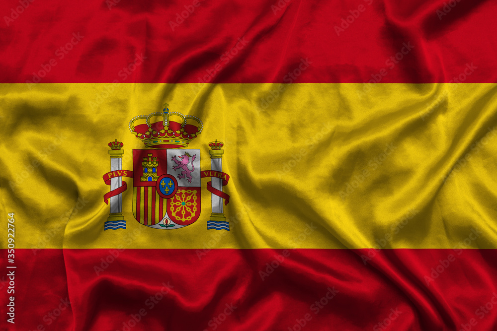 Spain national flag background with fabric texture. Flag of Spain waving in the wind. 3D illustration Spain national flag background with fabric texture. Flag of Spain waving in the wind. 3D illustration