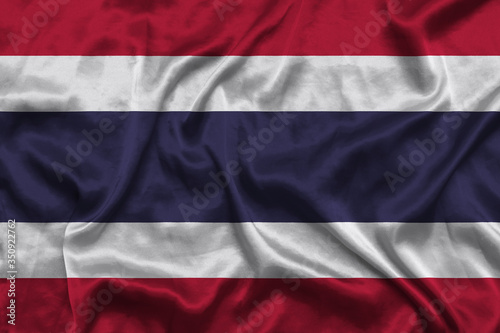 Thailand national flag background with fabric texture. Flag of Thailand waving in the wind. 3D illustration