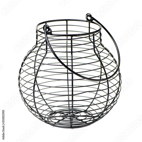 wire basket on white background