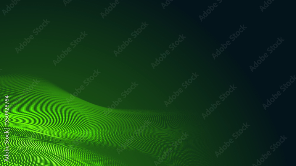 Dot green wave light screen gradient texture dark background. Abstract technology big data digital background. 3d rendering. Dot green wave light screen gradient texture dark background. Abstract technology big data digital background. 3d rendering.