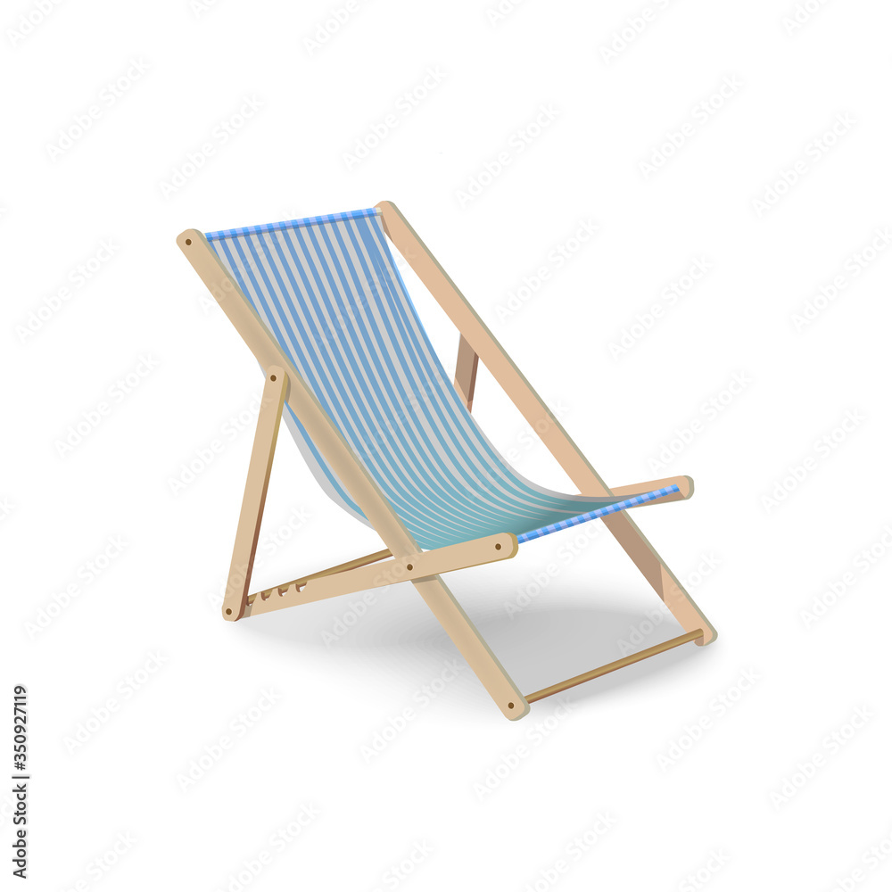 Wooden blue folding chair for leisure and tourism summer trip, sea 
