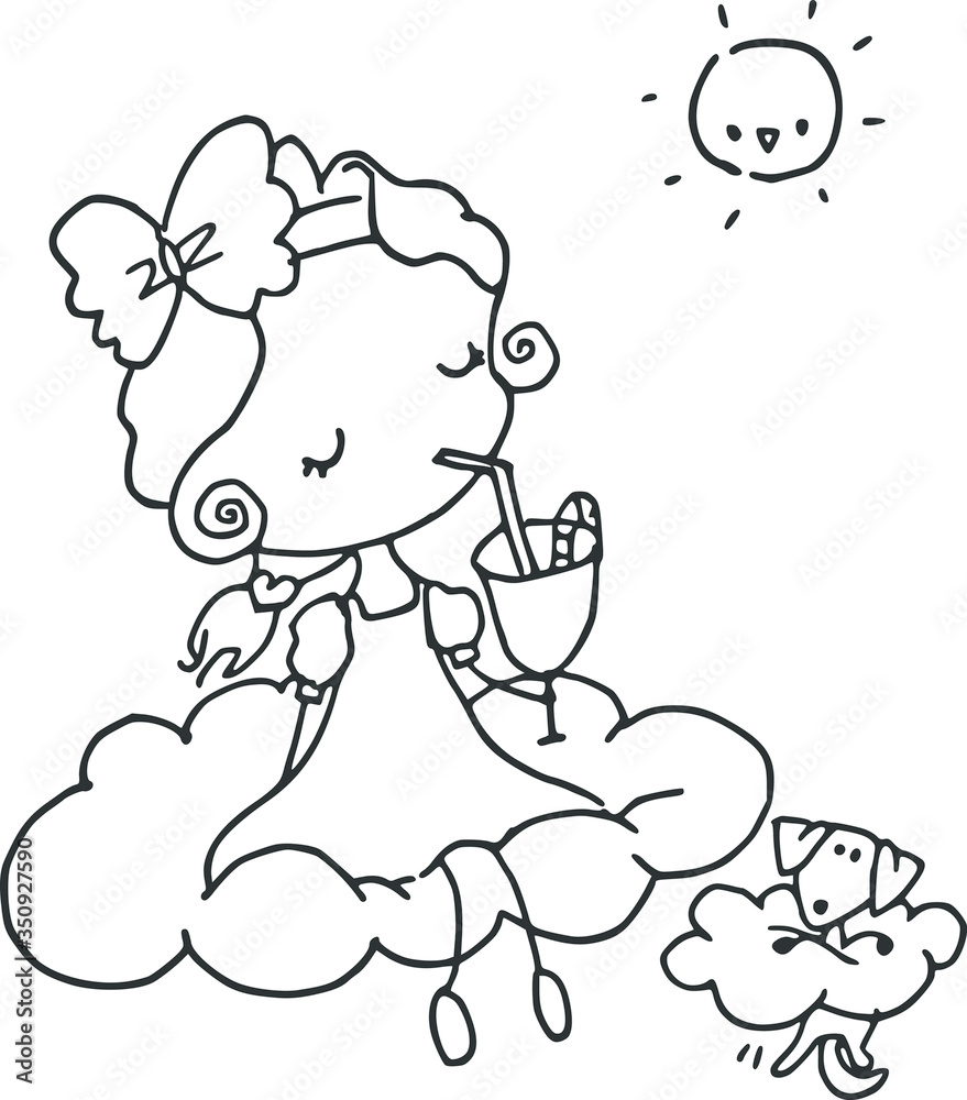 Obraz premium cartoon beautiful girl card illustration