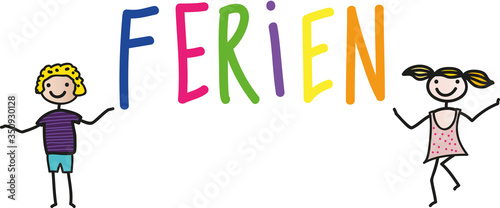 Kinder freuen sich auf die Ferien mit der Familie. Sommerurlaub, Ferienzeit, Sommerferien - Entspannung und Erholung