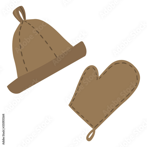 Set of pictures on the theme of Taking steam in the bath. Vector illustration.
