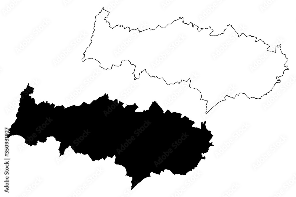 Fototapeta premium Val-d'Oise Department (France, French Republic, Ile-de-France region) map vector illustration, scribble sketch Val dOise map