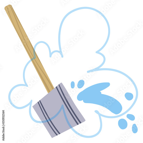 Ladle with water for steaming in a bath. Vector illustration.