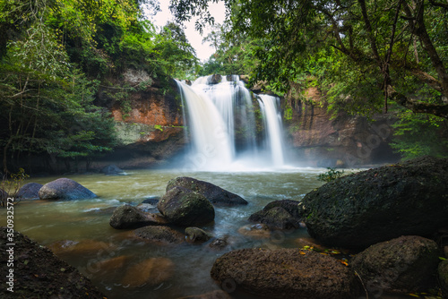Fototapeta Naklejka Na Ścianę i Meble -  Landscape of peaceful waterfall in the tropical rainforest