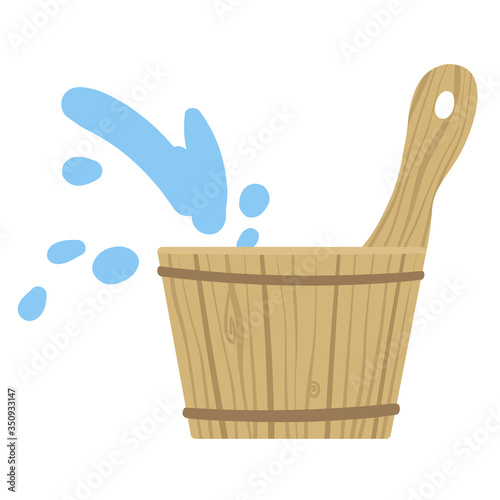 Tub with water for steaming in a bath. Vector illustration.