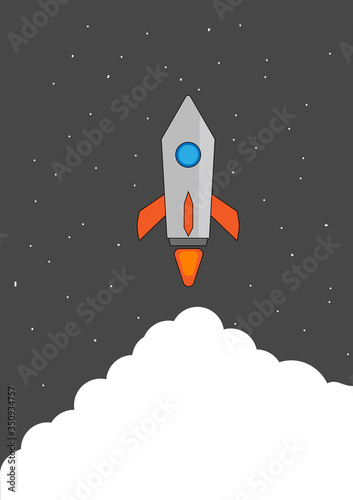 rocket space flat design ilustration