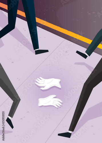 Disposable glove thrown on the pavement
