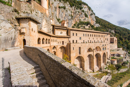 Monastery of Sacred Cave (Sanctuary of Sacro Speco) of Saint Benedict in Subiaco, province of Rome, Lazio, central Italy. photo