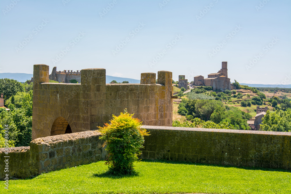 Tuscania, Viterbo, Italy: the Torre di Lavello park and wall