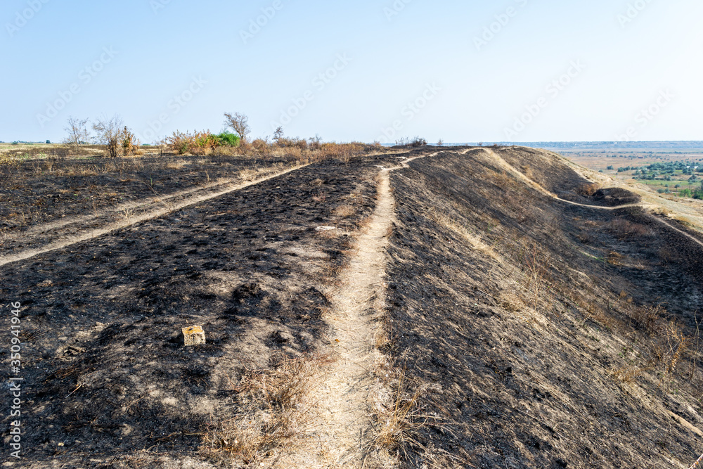 Burned out coastal grassland
