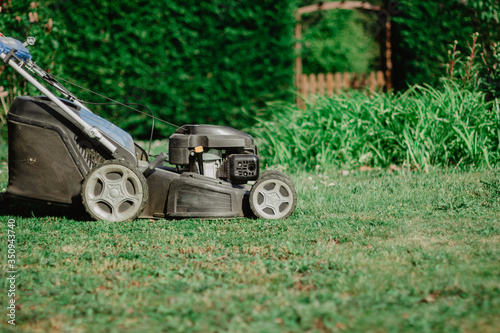 mowing the lawn