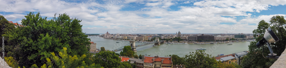 Panoramic view from Fisherman's Bastion in Budapest city, Hungary