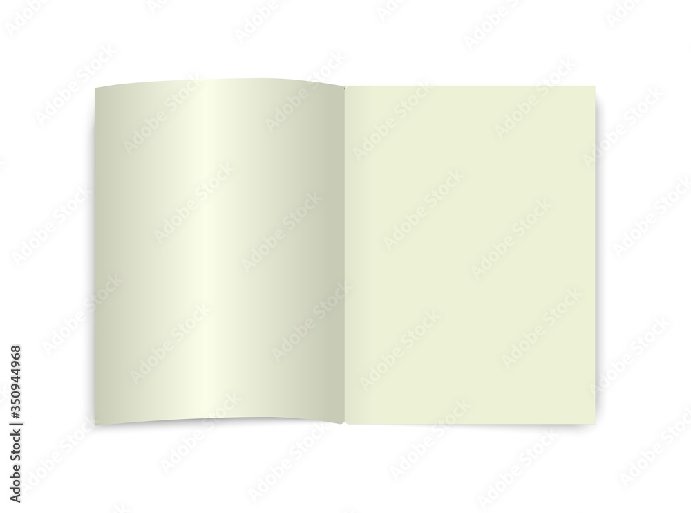 Open book mockup. Vector page top view. Blank school dictionary ecnyclopedia notebook. White isolated diary template Open book mockup. Vector page top view. Blank school dictionary ecnyclopedia notebook. White isolated diary template