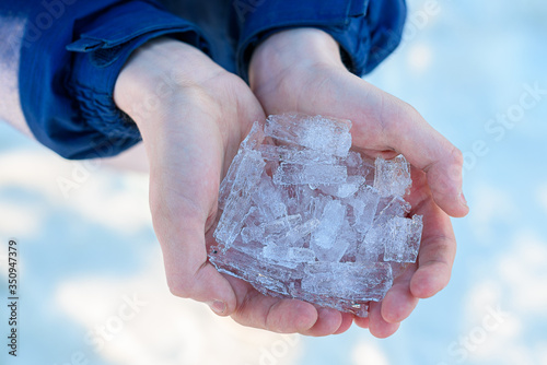sea ice in hands