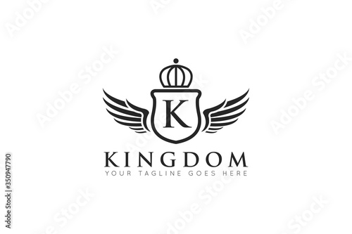 initial letter k crown logo and icon vector illustration design template