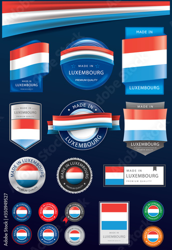 Made in LUXEMBOURG Seal Collection, LUXEMBOURGISH National Flag (Vector Art) 