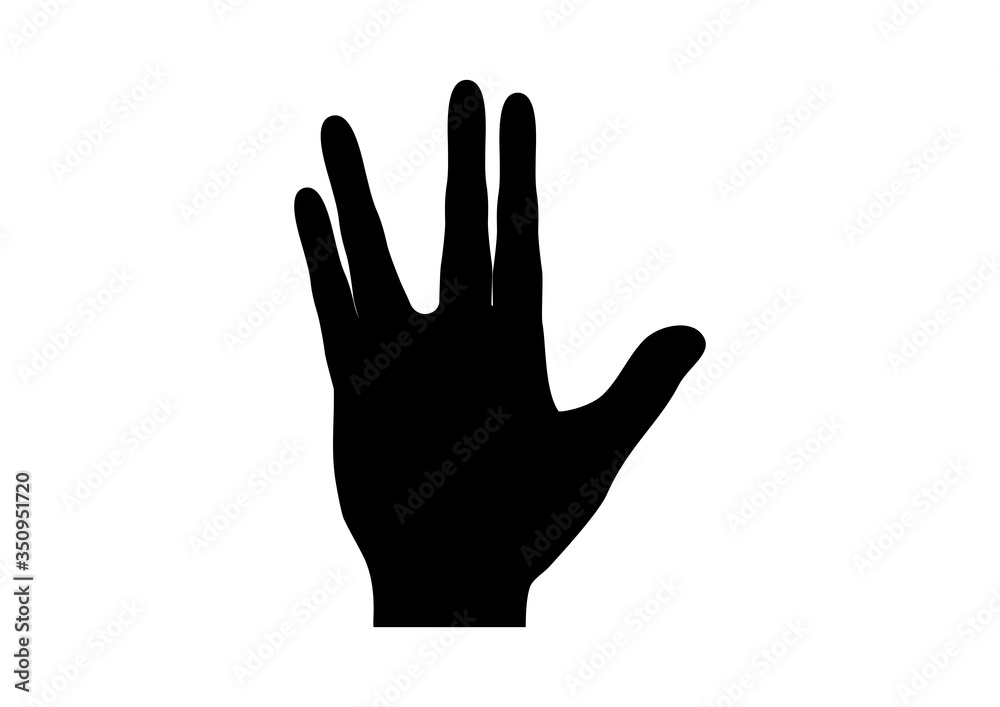 Spock hand icon black silhouette vector. Spock hand vector. Gesture Spock sign vulcan greet icon. Vulcan salute icon isolated on a white background