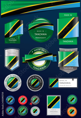Made in TANZANIA Seal Collection, TANZANIAN National Flag (Vector Art)
