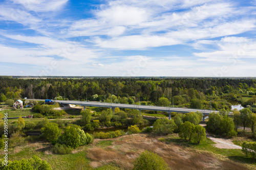 Aerial view of the bridges in Talpaki village, Russia