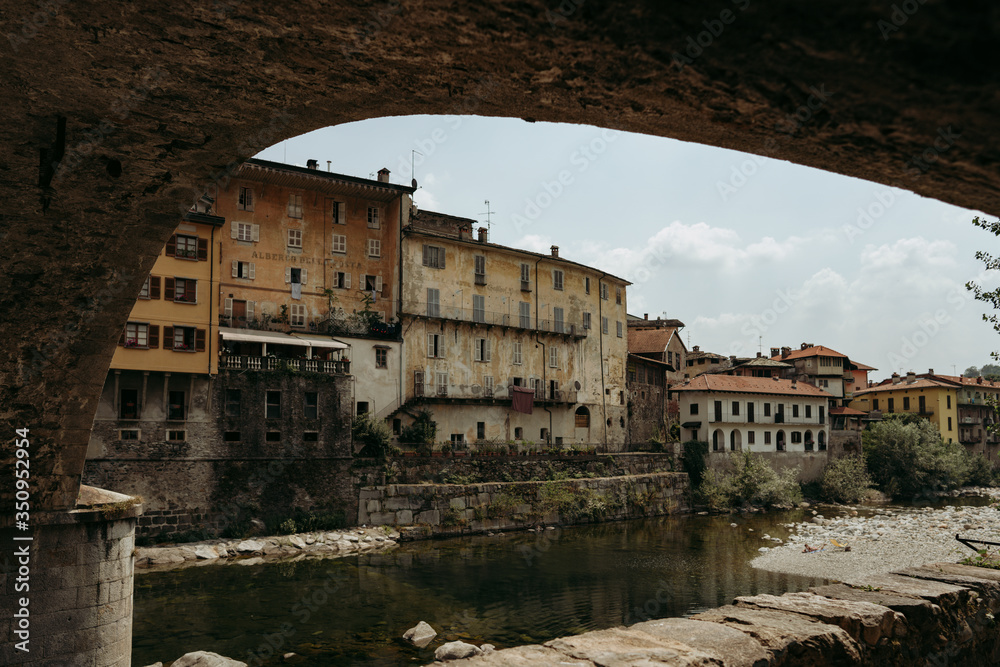 under the bridge of a small Italian town