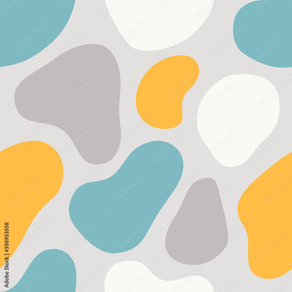 Seamless round stone pattern. Abstract colorful background with organic shapes.