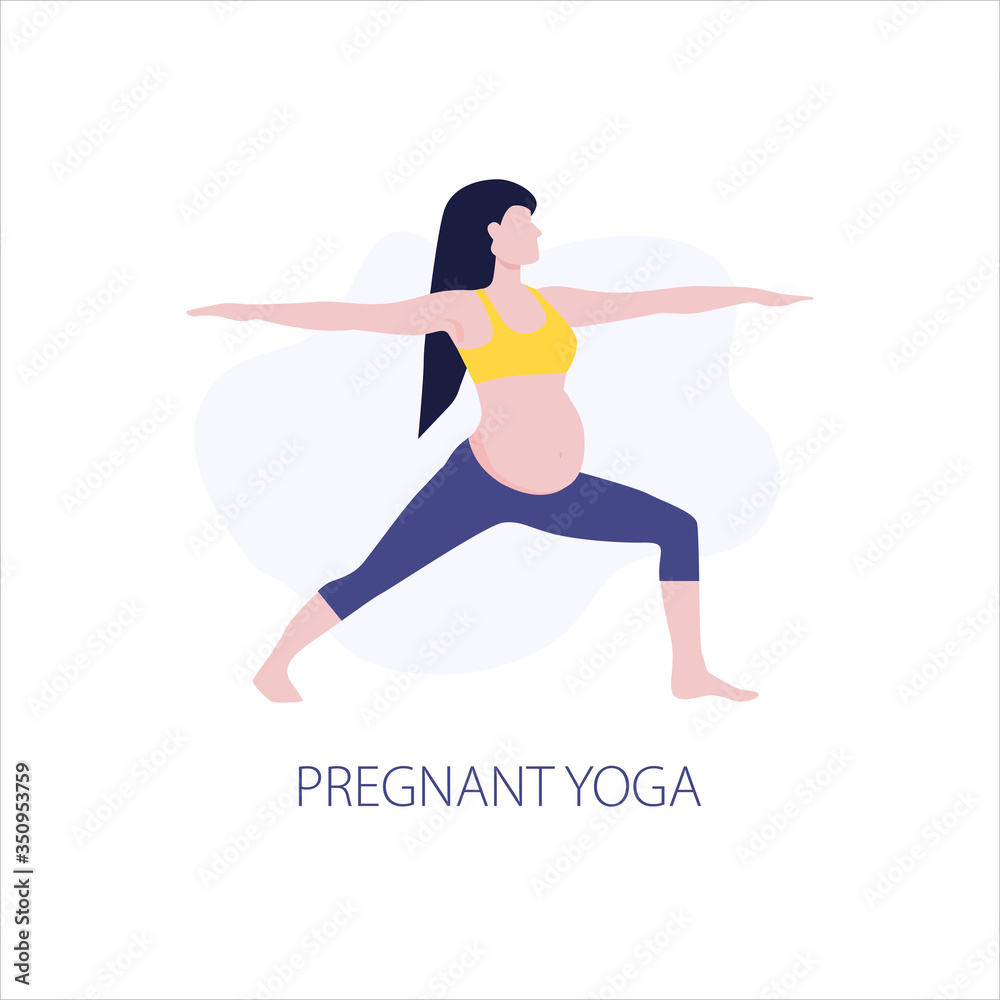 Vector illustration of pregmant girl or woman doing yoga class. Healthy fitness pregnant, sport in pregnancy. Home activity, healthy lifestyle. Vector illustration of pregmant girl or woman doing yoga class. Healthy fitness pregnant, sport in pregnancy. Home activity, healthy lifestyle.