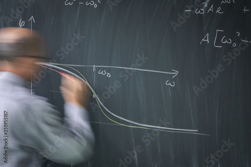 Bild auf Leinwand Math teacher drawing   fuction graph on a blackboard during mathclass (motion bl