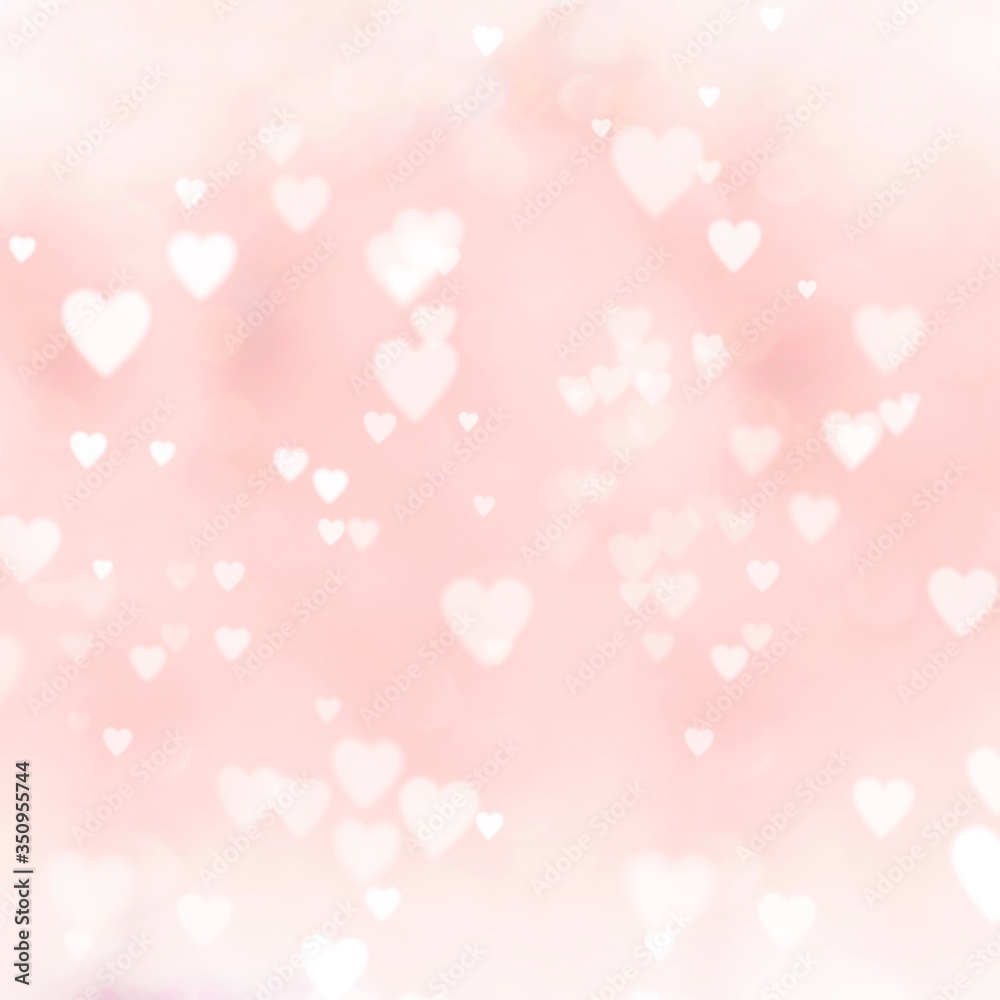Abstract pastel background with bokeh hearts - concept Mother's Day, Valentine's Day, Birthday , wedding - spring colors
