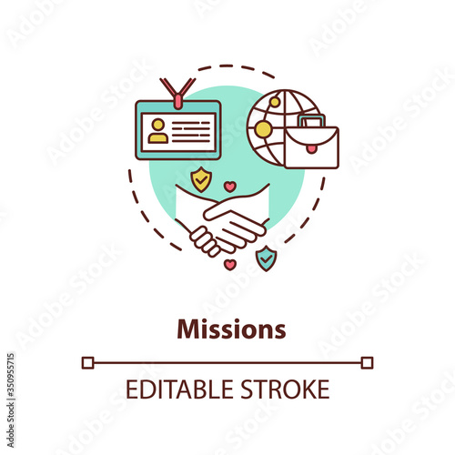 Diplomatic mission concept icon. Embassy diplomat idea thin line illustration. International relations. Foreign countries partnership. Vector isolated outline RGB color drawing. Editable stroke