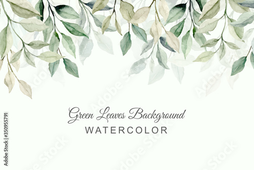 abstract green leaves watercolor background