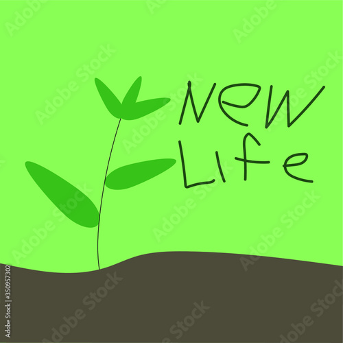 vector new life text and background green