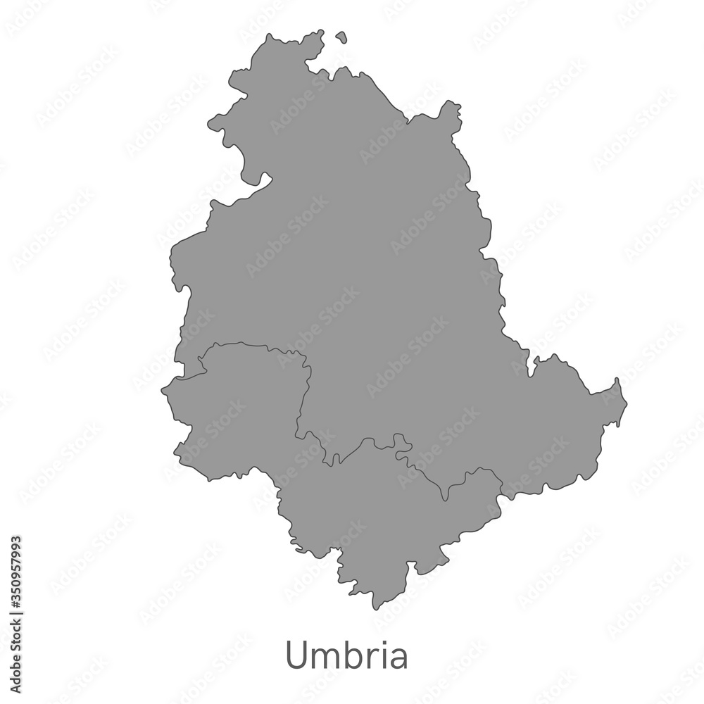 Vector illustration: administrative map of Umbria with the borders of the provinces
