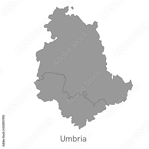 Vector illustration  administrative map of Umbria with the borders of the provinces