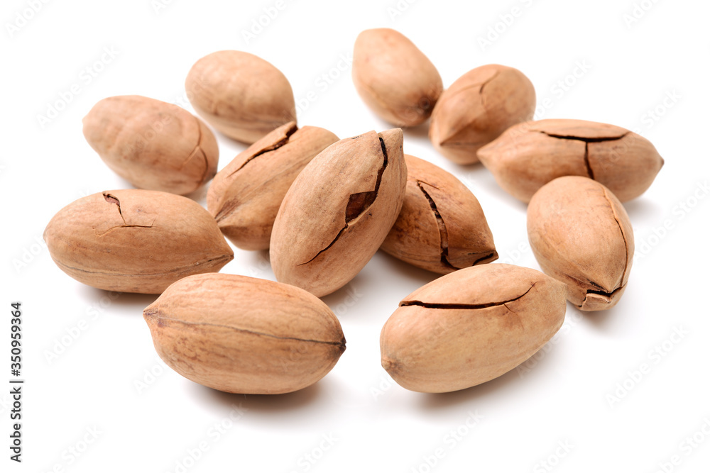 Pecan nuts on white background Pecan nuts on white background