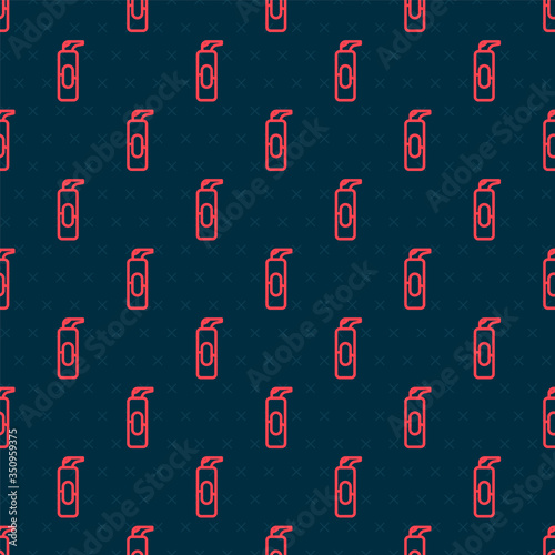 Red line Spray can for hairspray, deodorant, antiperspirant icon isolated seamless pattern on black background