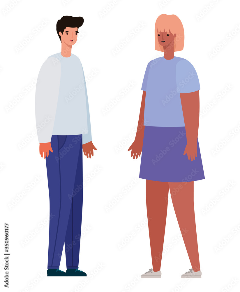 Woman and man avatar vector design