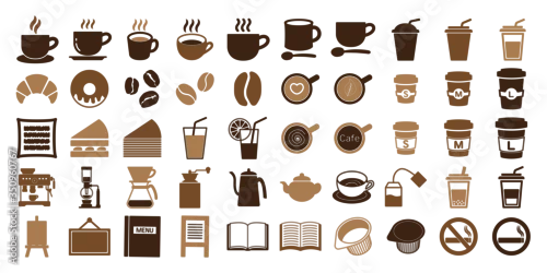 Naklejka na ścianę カフェ　コーヒー　アイコンセット