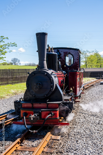 Steam engine train at Pent station brecon mountain Railway Waless photo