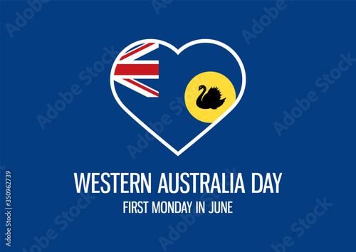 Western Australia Day vector. Australian heart flag icon. Public holiday in Western Australia Poster, first Monday in June. Important day
