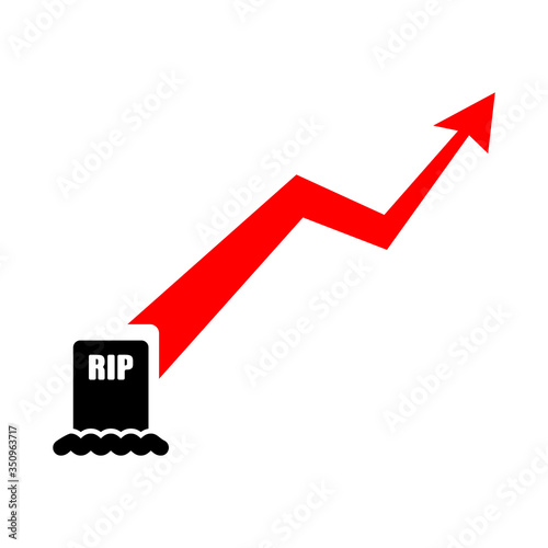 Mortality growth chart. Graph deaths increase. vector illustration photo