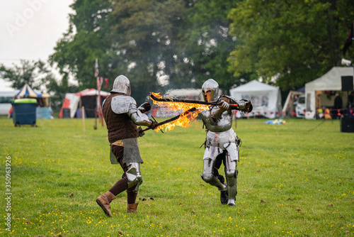 Knights sword fighting with Fire