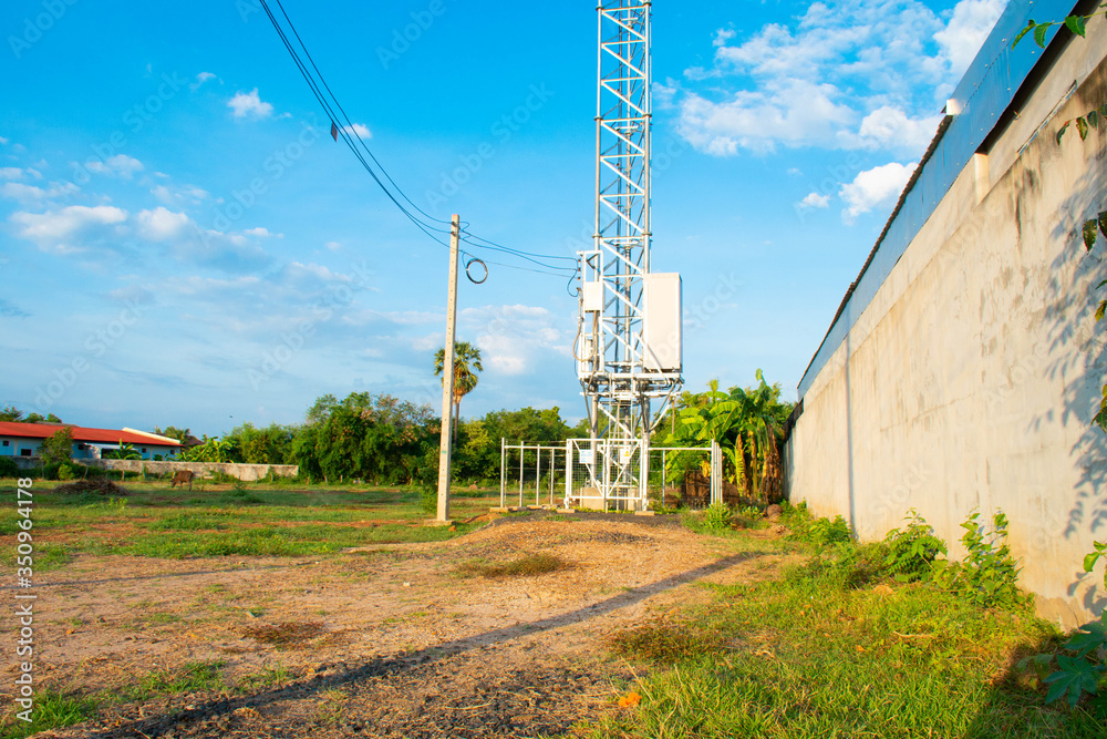 Antenna transmission communication. Cell phone signal base station